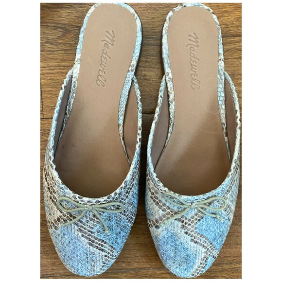 Madewell Women's The Adelle Mule in Snake Embossed Leather Feather Blue 8, NWOT - Picture 5 of 8